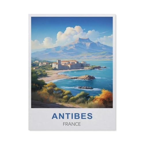 Malen Nach Zahlen Erwachsene，Antibes, Frankreich，Malen Nach Zahlen Mit Pinseln und Acrylfarbe,DIY Set Basteln Erwachsene mit Pinseln und Acrylfarben für Home Decor（40x50cm）15.7x19.6 Zoll-S87 von GSBRSNTS