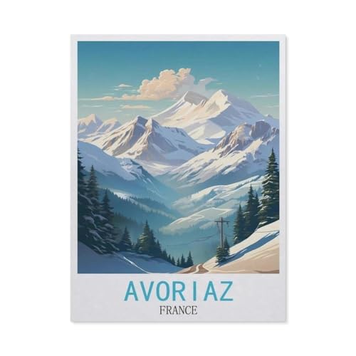 Malen Nach Zahlen Erwachsene，Avoriaz, Frankreich，Malen Nach Zahlen Mit Pinseln und Acrylfarbe,DIY Set Basteln Erwachsene mit Pinseln und Acrylfarben für Home Decor（40x50cm）15.7x19.6 Zoll-W67 von GSBRSNTS