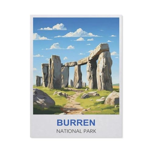 Malen Nach Zahlen Erwachsene，Burren National Park, Irland，Malen Nach Zahlen Mit Pinseln und Acrylfarbe,DIY Set Basteln Erwachsene mit Pinseln und Acrylfarben für Home Decor（50x60cm）19.6x23.6 Zoll-R27 von GSBRSNTS