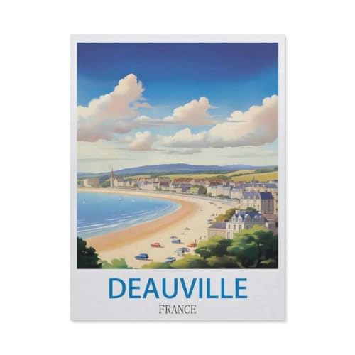 Malen Nach Zahlen Erwachsene，Deauville, Frankreich，Malen Nach Zahlen Mit Pinseln und Acrylfarbe,DIY Set Basteln Erwachsene mit Pinseln und Acrylfarben für Home Decor（50x60cm）19.6x23.6 Zoll-P87 von GSBRSNTS