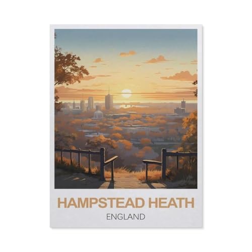 Malen Nach Zahlen Erwachsene，Hampstead Heath, England，Malen Nach Zahlen Mit Pinseln und Acrylfarbe,DIY Set Basteln Erwachsene mit Pinseln und Acrylfarben für Home Decor（50x60cm）19.6x23.6 Zoll-T27 von GSBRSNTS