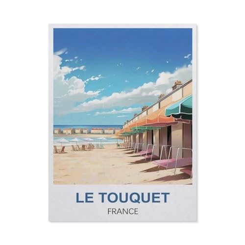 Malen Nach Zahlen Erwachsene，Le Touquet, Frankreich，Malen Nach Zahlen Mit Pinseln und Acrylfarbe,DIY Set Basteln Erwachsene mit Pinseln und Acrylfarben für Home Decor（50x60cm）19.6x23.6 Zoll-Q67 von GSBRSNTS