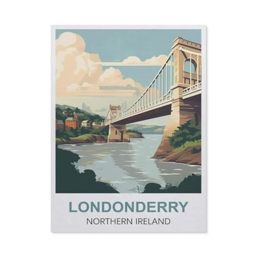 Malen Nach Zahlen Erwachsene，Londonderry, Nordirland，Malen Nach Zahlen Mit Pinseln und Acrylfarbe,DIY Set Basteln Erwachsene mit Pinseln und Acrylfarben für Home Decor（50x60cm）19.6x23.6 Zoll-R7 von GSBRSNTS