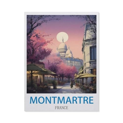 Malen Nach Zahlen Erwachsene，Montmartre, Paris, Frankreich，Malen Nach Zahlen Mit Pinseln und Acrylfarbe,DIY Set Basteln Erwachsene mit Pinseln und Acrylfarben für Home Decor（50x60cm）19.6x23.6 Zoll-Q7 von GSBRSNTS