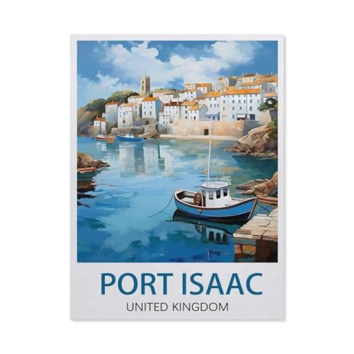 Malen Nach Zahlen Erwachsene，Port Isaac, Vereinigtes Königreich，Malen Nach Zahlen Mit Pinseln und Acrylfarbe,DIY Set Basteln Erwachsene mit Pinseln und Acrylfarben für Home Decor（50x60cm）-U87 von GSBRSNTS