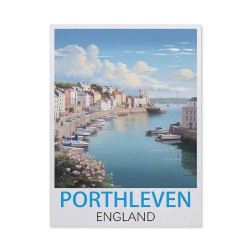 Malen Nach Zahlen Erwachsene，Porthleven, England，Malen Nach Zahlen Mit Pinseln und Acrylfarbe,DIY Set Basteln Erwachsene mit Pinseln und Acrylfarben für Home Decor（50x60cm）19.6x23.6 Zoll-T47 von GSBRSNTS