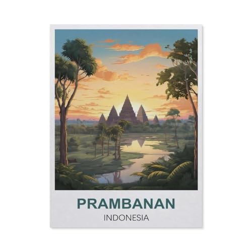 Malen Nach Zahlen Erwachsene，Prambanan, Indonesien，Malen Nach Zahlen Mit Pinseln und Acrylfarbe,DIY Set Basteln Erwachsene mit Pinseln und Acrylfarben für Home Decor（50x60cm）19.6x23.6 Zoll-Q47 von GSBRSNTS
