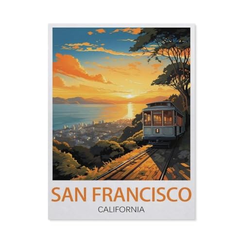 Malen Nach Zahlen Erwachsene，San Francisco, Kalifornien，Malen Nach Zahlen Mit Pinseln und Acrylfarbe,DIY Set Basteln Erwachsene mit Pinseln und Acrylfarben für Home Decor（40x50cm）15.7x19.6 Zoll-V87 von GSBRSNTS