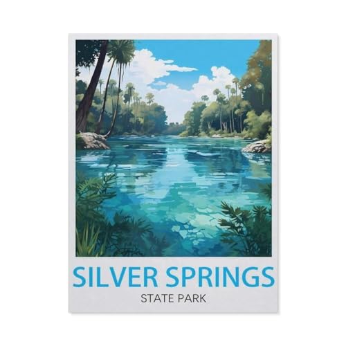 Malen Nach Zahlen Erwachsene，Silver Springs State Park，Malen Nach Zahlen Mit Pinseln und Acrylfarbe,DIY Set Basteln Erwachsene mit Pinseln und Acrylfarben für Home Decor（50x60cm）19.6x23.6 Zoll-V27 von GSBRSNTS