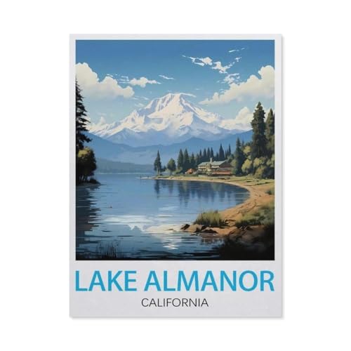 Malen nach Zahlen，Almanor See, Kalifornien, Vereinigten Staaten，diy malen nach zahlen erwachsene landsch Mit Pinsel und Acrylfarbe Kits Theme Digital Home Wall Artwork（50x60cm）19.6x23.6 Zoll-T66 von GSBRSNTS