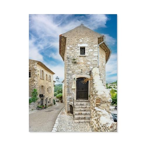 Saint Paul de Vence, der Südosten Frankreichs mit seinen schönsten Dörfern，diy malen nach zahlen erwachsene landsch Mit Pinsel und Acrylfarbe Kits Theme Digital Home Wall Artwork（20x30cm）-Y86 von GSBRSNTS