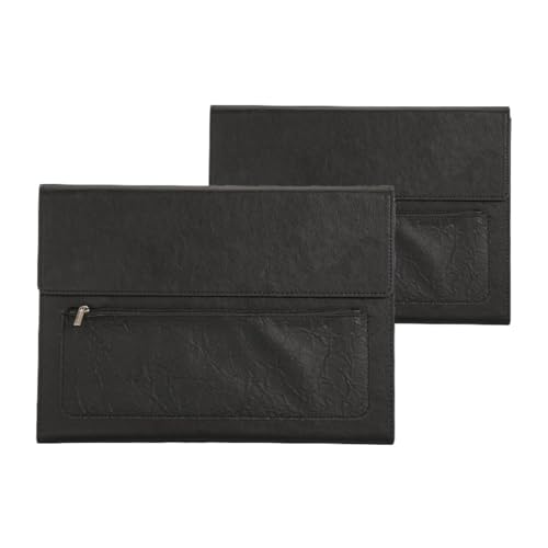 2 Stück A4 Leder Aktenordner Dokumententasche Große Kapazität Business Aktentasche Wasserdicht Daten Vertrag Rechnung Bürobedarf(Black without handle) von GSCLZ