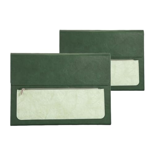 2 Stück A4 Leder Aktenordner Dokumententasche Große Kapazität Business Aktentasche Wasserdicht Daten Vertrag Rechnung Bürobedarf(Green without handle) von GSCLZ