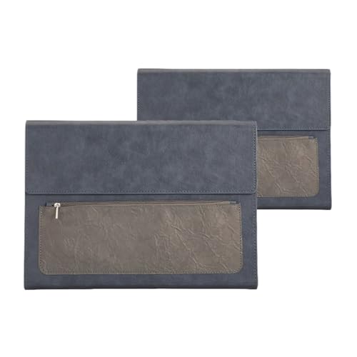 2 Stück A4 Leder Aktenordner Dokumententasche Große Kapazität Business Aktentasche Wasserdicht Daten Vertrag Rechnung Bürobedarf(Grey without handle) von GSCLZ