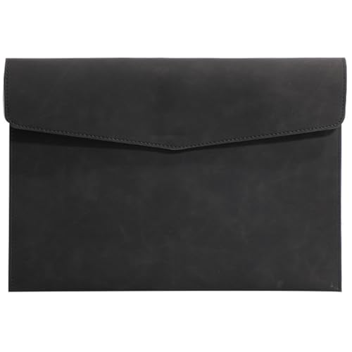 A4 Leder Aktenordner Einfache Dokumententasche mit großer Kapazität Aktentasche Datenvertragsrechnung Büropapier-Organizer(Black) von GSCLZ