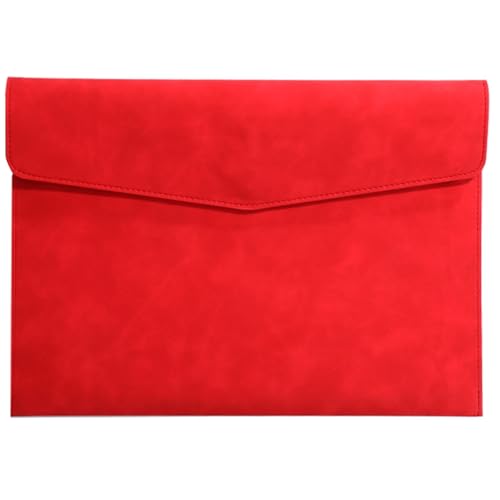 A4 Leder Aktenordner Einfache Dokumententasche mit großer Kapazität Aktentasche Datenvertragsrechnung Büropapier-Organizer(Red) von GSCLZ