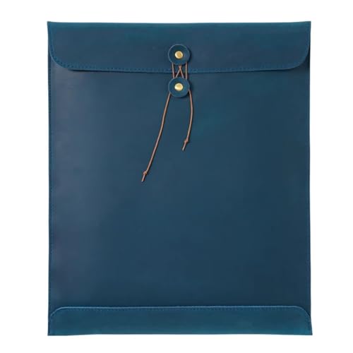 A4 Leder Aktenordner Einfache Dokumententasche mit großer Kapazität Mode Aktentasche Datenvertragsrechnung Büropapier-Organizer(Blue) von GSCLZ