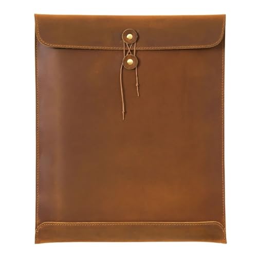 A4 Leder Aktenordner Einfache Dokumententasche mit großer Kapazität Mode Aktentasche Datenvertragsrechnung Büropapier-Organizer(Brown) von GSCLZ