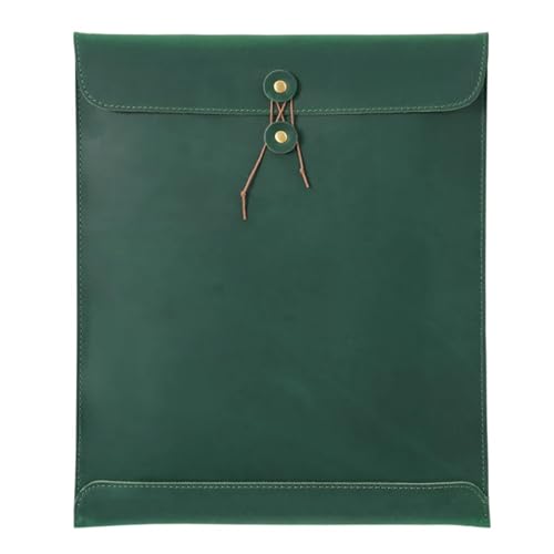 A4 Leder Aktenordner Einfache Dokumententasche mit großer Kapazität Mode Aktentasche Datenvertragsrechnung Büropapier-Organizer(Green) von GSCLZ