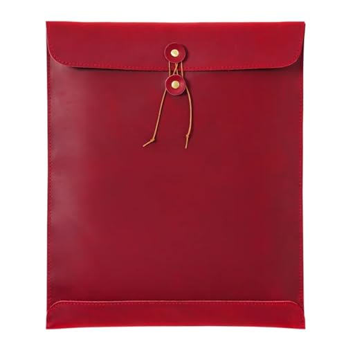 A4 Leder Aktenordner Einfache Dokumententasche mit großer Kapazität Mode Aktentasche Datenvertragsrechnung Büropapier-Organizer(Red) von GSCLZ