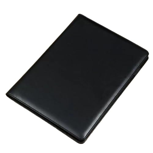 A4-Schreibmappe aus Leder for Männer und Frauen, Dokumenten-Organizer, Papierhalter, Schreibunterlage, Klemmbrett, Büromaterial(Black) von GSCLZ