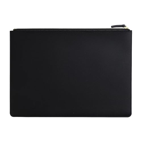 Leder-Business-A4-Aktenordner mit Reißverschluss, Dokumententasche, Vertragsakten-Organizer, Aktentasche, Portfolio, Tasche zur Aufbewahrung von Verträgen/Rechnungen(Black) von GSCLZ