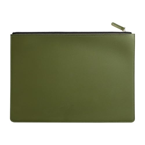 Leder-Business-A4-Aktenordner mit Reißverschluss, Dokumententasche, Vertragsakten-Organizer, Aktentasche, Portfolio, Tasche zur Aufbewahrung von Verträgen/Rechnungen(Dark Green) von GSCLZ