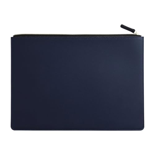 Leder-Business-A4-Aktenordner mit Reißverschluss, Dokumententasche, Vertragsakten-Organizer, Aktentasche, Portfolio, Tasche zur Aufbewahrung von Verträgen/Rechnungen(Deep Blue) von GSCLZ