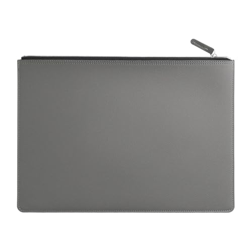 Leder-Business-A4-Aktenordner mit Reißverschluss, Dokumententasche, Vertragsakten-Organizer, Aktentasche, Portfolio, Tasche zur Aufbewahrung von Verträgen/Rechnungen(Grey) von GSCLZ