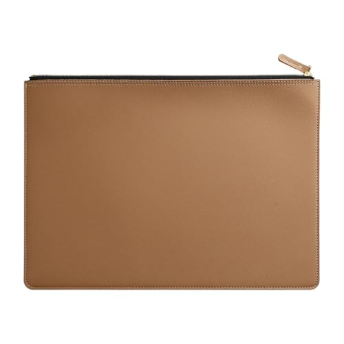 Leder-Business-A4-Aktenordner mit Reißverschluss, Dokumententasche, Vertragsakten-Organizer, Aktentasche, Portfolio, Tasche zur Aufbewahrung von Verträgen/Rechnungen(Khaki) von GSCLZ