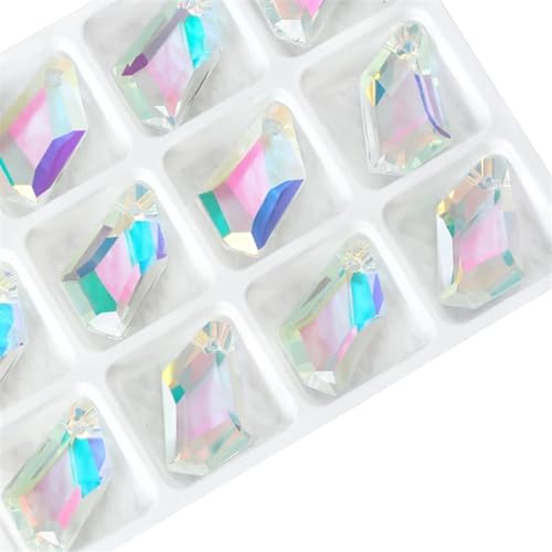 Perlen 12Pcs Kristall Geometrische Anhänger Glas Lose Perlen Charms Strass for DIY Ohrring Halskette Schmuck Zubehör Beads (Color : Clear, Size : 11x18mm-12pcs) von GSCLZ