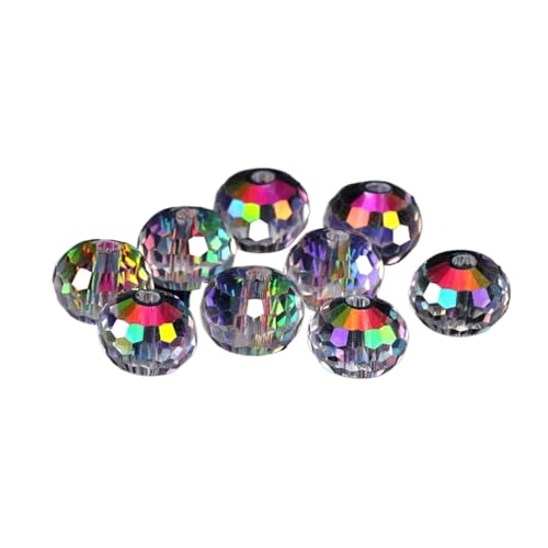 Perlen 6 mm 8 mm 96 Kristallperlen, facettiert, rund, lose Distanzperlen, Strasssteine, for Schmuckherstellung, DIY, Halskette, Armband, Ohrringe Beads (Color : Multi-colored1, Size : 6mm-100pcs) von GSCLZ