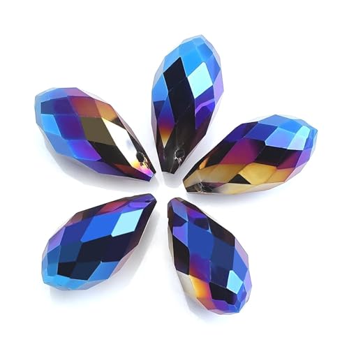 Perlen Kristall-Tropfen-Anhänger, klar, AB, 5/6/8/10/12 mm, tropfenförmige Glasperlen for Schmuck, DIY-Herstellung, Handarbeitszubehör Beads (Color : Blue, Size : 5x8mm 95pcs) von GSCLZ