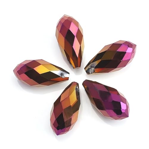 Perlen Kristall-Tropfen-Anhänger, klar, AB, 5/6/8/10/12 mm, tropfenförmige Glasperlen for Schmuck, DIY-Herstellung, Handarbeitszubehör Beads (Color : Purple, Size : 10x20mm 20pcs) von GSCLZ