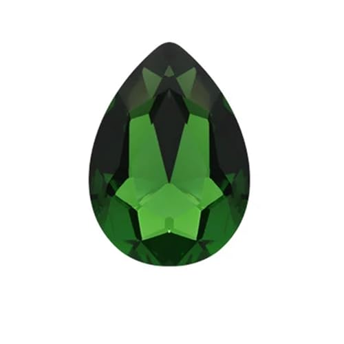Perlen Wassertropfenförmiges Kristallglas for Aufnähen von Strasssteinen, DIY-Kleidung, Schmuckherstellung, Zubehör Beads (Color : Dark Green, Size : 10x14mm 50pcs) von GSCLZ