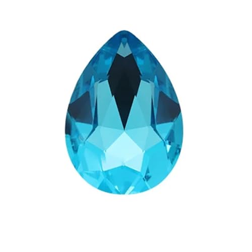 Perlen Wassertropfenförmiges Kristallglas for Aufnähen von Strasssteinen, DIY-Kleidung, Schmuckherstellung, Zubehör Beads (Color : Lake Blue, Size : 13x18mm 20pcs) von GSCLZ