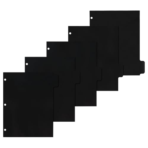 10 Stück 3-Ringbuch-Trennblätter, Indexordner, Trennblätter, Kunststoff, blanko, Notizbuch-Trennblätter, schwarze Planer-Einlagen mit Registerkarten für Home Office von GSHLLO