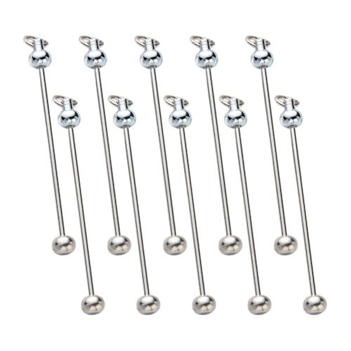 10 Stück Metall-Schlüsselanhänger-Stangen, abnehmbare Perlen, Schlüsselanhänger, Rohlinge, Perlen, Schlüsselanhänger, Schlüsselanhänger, Zubehör für Schmuckherstellung von GSHLLO
