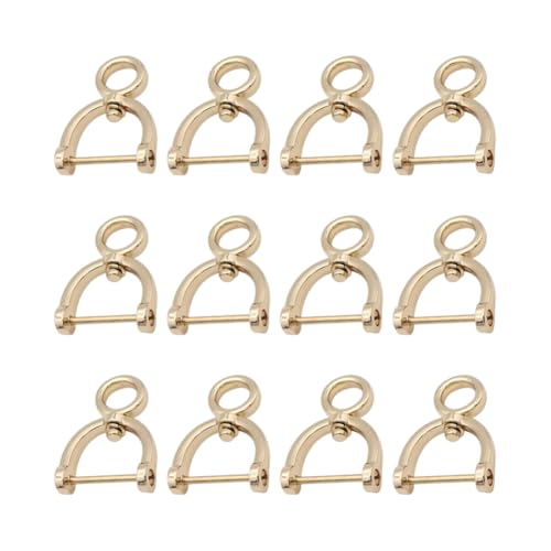 12 Stück kleine Hufeisen D-Ringe aus Metall, drehbar, D-Ringe zum Einschrauben, U-förmiger Schlüsselanhänger, Ersatz, Schlüsselanhänger, Clip, Geldbörse, Zubehör, für Hardware, goldfarben von GSHLLO