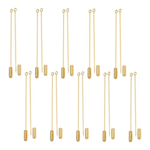 20 Stück 7,9 cm Metall-Broschennadeln DIY Boutonniere Pins Schmuckherstellung Pins Zubehör Lange Nadel Ösennadeln Handwerk Sicherheitsnadeln für Anzug, Krawatte, Hut, Gold von GSHLLO