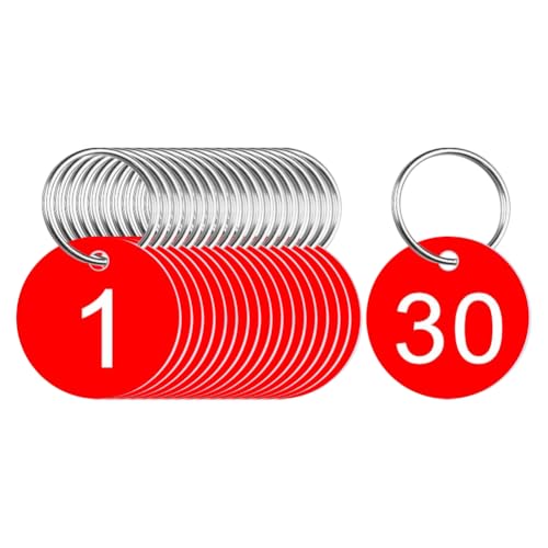 30 Stück 1 bis 30 Kunststoff-Nummernschilder, kleine runde Tischnummern, nummeriert, Schlüsselanhänger, Box, Schließfach, Namensschild, Schlafsaal, Schlüsselanhänger, Etiketten mit Schlüsselringen für 30 Stück 1 bis 30 Kunststoff-Nummernschilder, kleine runde Tischnummern, nummeriert, Schlüsselanhänger, Box, Schließfach, Namensschild, Schlafsaal, Schlüsselanhänger, Etiketten mit Schlüsselringen für von GSHLLO