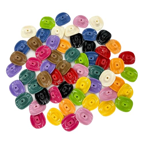 40 Stück große Cowboyhut-Perlen, große hutförmige Perlen, niedliche Acrylperlen, bunte lustige Form, Charms, mehrfarbig, Schmuckherstellung, Abstandshalter für Ohrringe, Schlüsselanhänger von GSHLLO