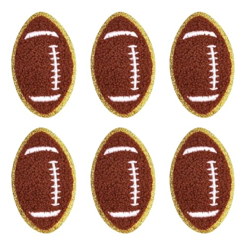 Aufnäher zum Aufbügeln, Motiv: Fußball, goldene Kanten, Chenille, bestickt, Sport, Mütze, Jeans, Stickerei-Flicken für Kleidung, Reparatur, Applikation mit Rückenaufklebern für Jacken, 12 Stück Aufnäher zum Aufbügeln, Motiv: Fußball, goldene Kanten, Chenille, bestickt, Sport, Mütze, Jeans, Stickerei-Flicken für Kleidung, Reparatur, Applikation mit Rückenaufklebern für Jacken, 12 Stück von GSHLLO