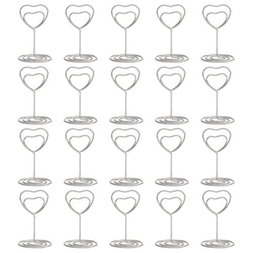 Fotohalter in Herzform, 5,1 cm, Herzform, Tischnummernhalter, Hochzeit, Tischkartenhalter, Tischbild, Ständer, Mini-Metalldraht, Memo-Clips für Büro, Zuhause, Silber, 20 Stück Fotohalter in Herzform, 5,1 cm, Herzform, Tischnummernhalter, Hochzeit, Tischkartenhalter, Tischbild, Ständer, Mini-Metalldraht, Memo-Clips für Büro, Zuhause, Silber, 20 Stück von GSHLLO