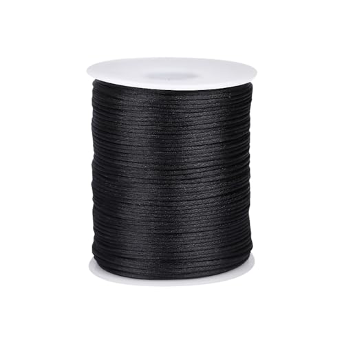 GSHLLO 100 Meter 1,5 mm schwarzes Nylon-Perlenfaden, chinesischer Knoten, Kordel, Freundschaftsarmband, Halskette, Perlen, Schnur, geflochtene Schmuckschnur, dünne Bastelschnur für DIY GSHLLO 100 Meter 1,5 mm schwarzes Nylon-Perlenfaden, chinesischer Knoten, Kordel, Freundschaftsarmband, Halskette, Perlen, Schnur, geflochtene Schmuckschnur, dünne Bastelschnur für DIY von GSHLLO