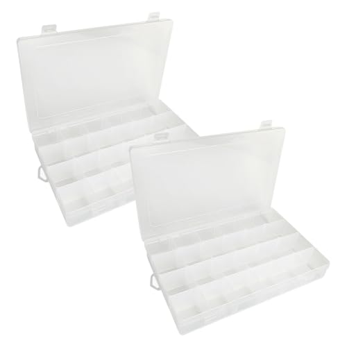 GSHLLO 2 Stück transparente Kunststoff-Organizer-Box mit 24 Fächern, feste Trennwand, Aufbewahrungsbox, Perlenaufbewahrungsbehälter, transparenter Schmuck-Organizer, Bastelaufbewahrungskoffer für GSHLLO 2 Stück transparente Kunststoff-Organizer-Box mit 24 Fächern, feste Trennwand, Aufbewahrungsbox, Perlenaufbewahrungsbehälter, transparenter Schmuck-Organizer, Bastelaufbewahrungskoffer für von GSHLLO