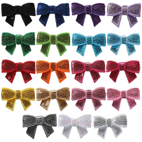GSHLLO 30 Stück Pailletten-Schleifen, kleine Schleifen, Applikation, Schleife, zum Aufbügeln, Glitzer-Stickerei, niedliche bestickte Flicken, dekorative Bastelschleifen für Kleidung, Taschen GSHLLO 30 Stück Pailletten-Schleifen, kleine Schleifen, Applikation, Schleife, zum Aufbügeln, Glitzer-Stickerei, niedliche bestickte Flicken, dekorative Bastelschleifen für Kleidung, Taschen von GSHLLO