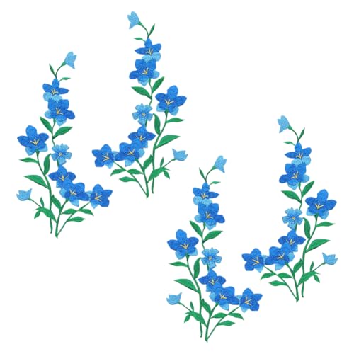 GSHLLO 4 Paar Blumen Bügelbilder Blumenstickerei Applikationen Vintage bestickte Patches zum Aufnähen auf Kleidung Applikationen Verzierungen Blau GSHLLO 4 Paar Blumen Bügelbilder Blumenstickerei Applikationen Vintage bestickte Patches zum Aufnähen auf Kleidung Applikationen Verzierungen Blau von GSHLLO