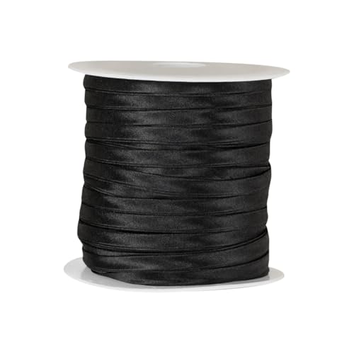GSHLLO 50 m 1 cm doppelt gefaltetes Schrägband Nähen Satin Schrägband gefaltetes Bindeband Kleidung Saumband Kleidung Paspelband dünnes Nahtband für Cheongsam Schwarz von GSHLLO