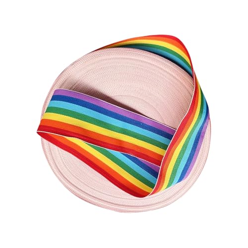 GSHLLO 50 m x 3 cm Regenbogen-Streifenbänder gestreift Geschenkbänder Ripsband Schleifenband Pride Craft Ribbon Dekorative Geschenkverpackung Zubehör für Geburtstag Festival von GSHLLO